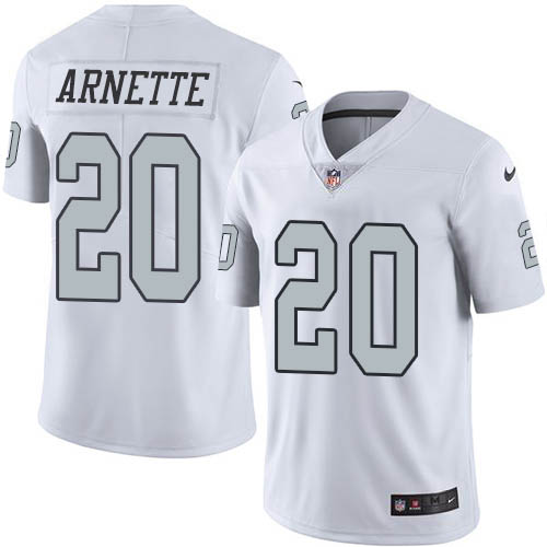 Nike Raiders #20 Damon Arnette White Men's Stitched NFL Limited Rush Jersey
