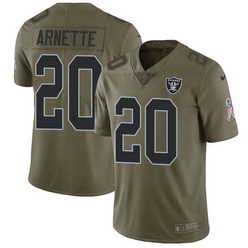 Nike Raiders #20 Damon Arnette Olive Men's Stitched NFL Limited 2017 Salute To Service Jersey