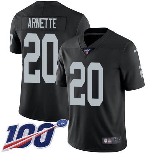 Nike Raiders #20 Damon Arnette Black Team Color Men's Stitched NFL 100th Season Vapor Untouchable Limited Jersey