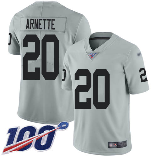 Nike Raiders #20 Damon Arnette Silver Men's Stitched NFL Limited Inverted Legend 100th Season Jersey
