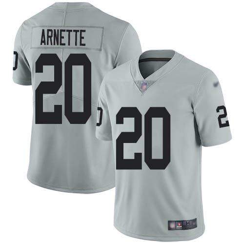 Nike Raiders #20 Damon Arnette Silver Men's Stitched NFL Limited Inverted Legend Jersey Nike Raiders #20 Damon Arnette Silver Men's Stitched NFL Limited Inverted Legend Jersey