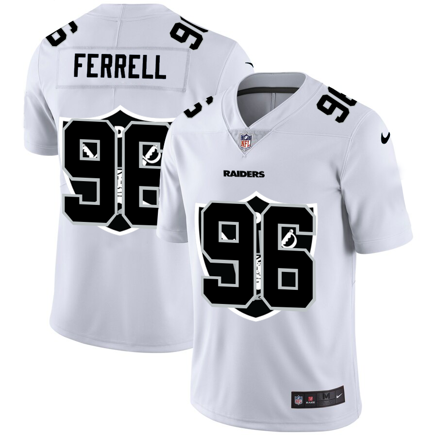 Las Vegas Raiders #96 Clelin Ferrell White Men's Nike Team Logo Dual Overlap Limited NFL Jersey