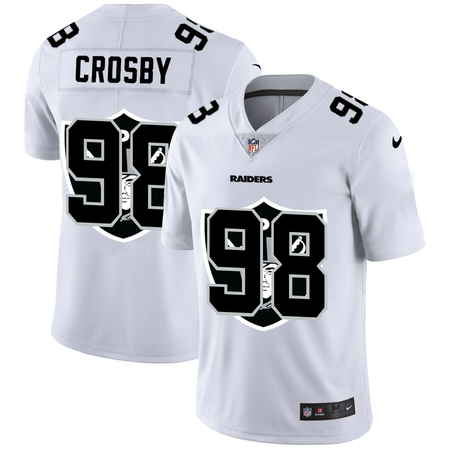 Las Vegas Raiders #98 Maxx Crosby White Men's Nike Team Logo Dual Overlap Limited NFL Jersey