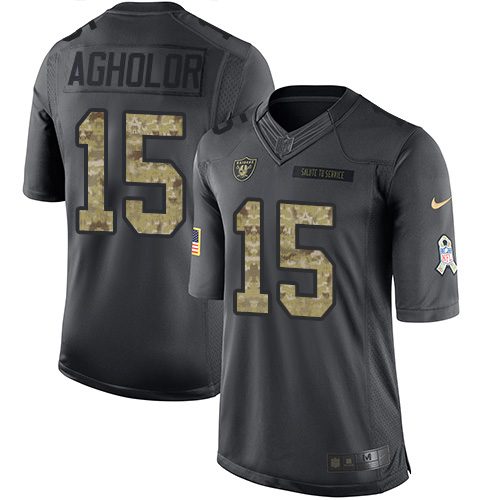 Nike Raiders #15 Nelson Agholor Black Men's Stitched NFL Limited 2016 Salute to Service Jersey