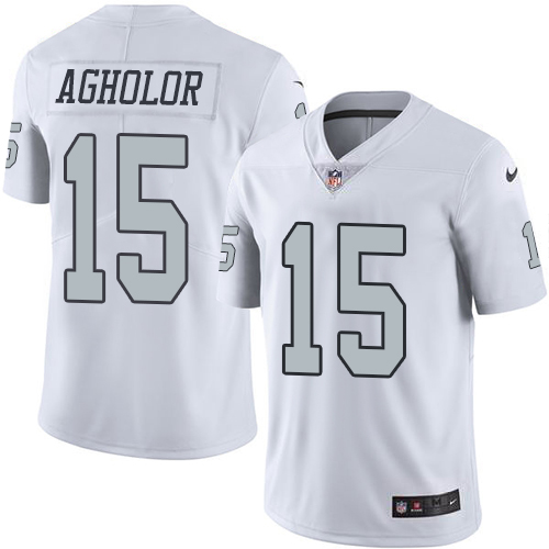 Nike Raiders #15 Nelson Agholor White Men's Stitched NFL Limited Rush Jersey