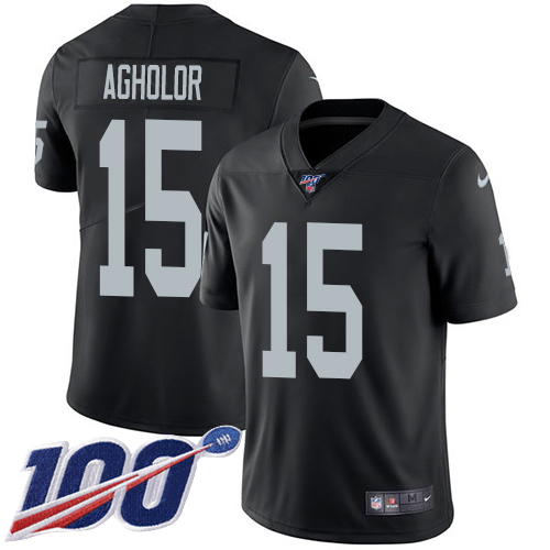 Nike Raiders #15 Nelson Agholor Black Team Color Men's Stitched NFL 100th Season Vapor Untouchable Limited Jersey