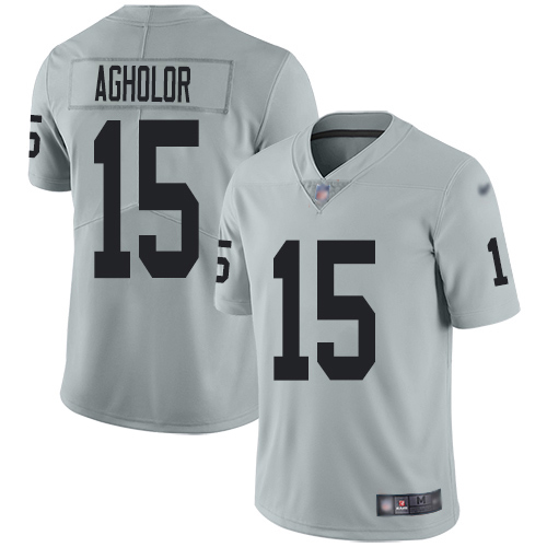 Nike Raiders #15 Nelson Agholor Silver Men's Stitched NFL Limited Inverted Legend Jersey