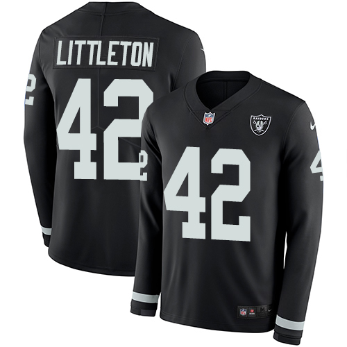 Nike Raiders #42 Cory Littleton Black Team Color Men's Stitched NFL Limited Therma Long Sleeve Jersey Nike Raiders #42 Cory Littleton Black Team Color Men's Stitched NFL Limited Therma Long Sleeve Jersey