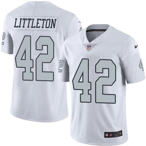 Nike Raiders #42 Cory Littleton White Men's Stitched NFL Limited Rush Jersey