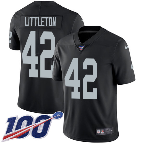 Nike Raiders #42 Cory Littleton Black Team Color Men's Stitched NFL 100th Season Vapor Untouchable Limited Jersey
