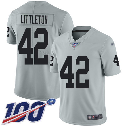 Nike Raiders #42 Cory Littleton Silver Men's Stitched NFL Limited Inverted Legend 100th Season Jersey