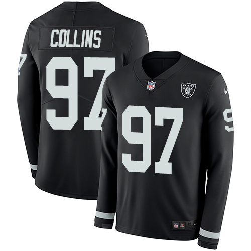Nike Raiders #97 Maliek Collins Black Team Color Men's Stitched NFL Limited Therma Long Sleeve Jersey