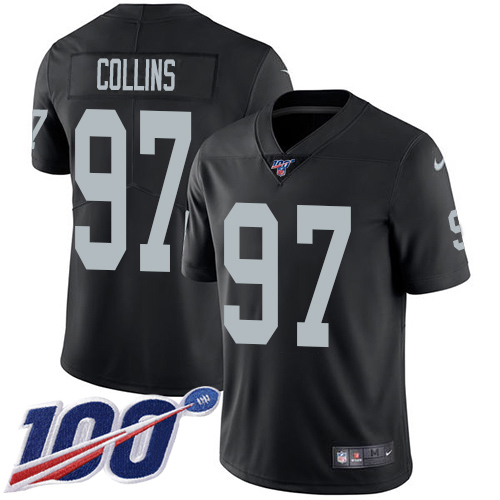 Nike Raiders #97 Maliek Collins Black Team Color Men's Stitched NFL 100th Season Vapor Untouchable Limited Jersey
