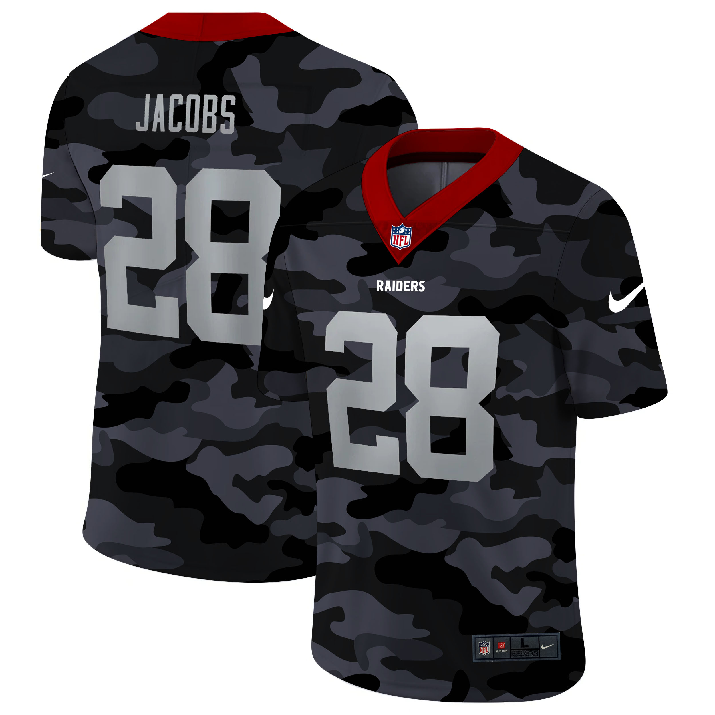 Las Vegas Raiders #28 Josh Jacobs Men's Nike 2020 Black CAMO Vapor Untouchable Limited Stitched NFL Jersey
