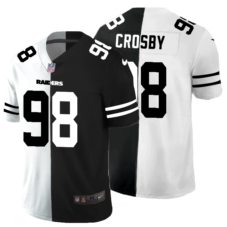 Las Vegas Raiders #98 Maxx Crosby Men's Black V White Peace Split Nike Vapor Untouchable Limited NFL Jersey