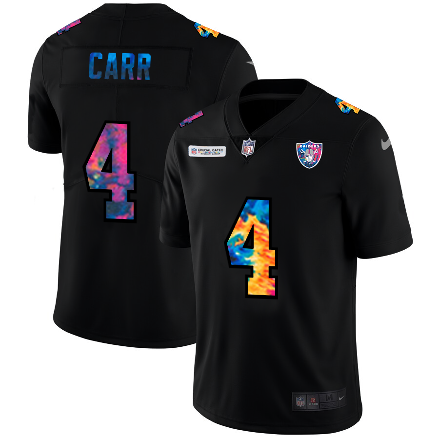 Las Vegas Raiders #4 Derek Carr Men's Nike Multi-Color Black 2020 NFL Crucial Catch Vapor Untouchable Limited Jersey