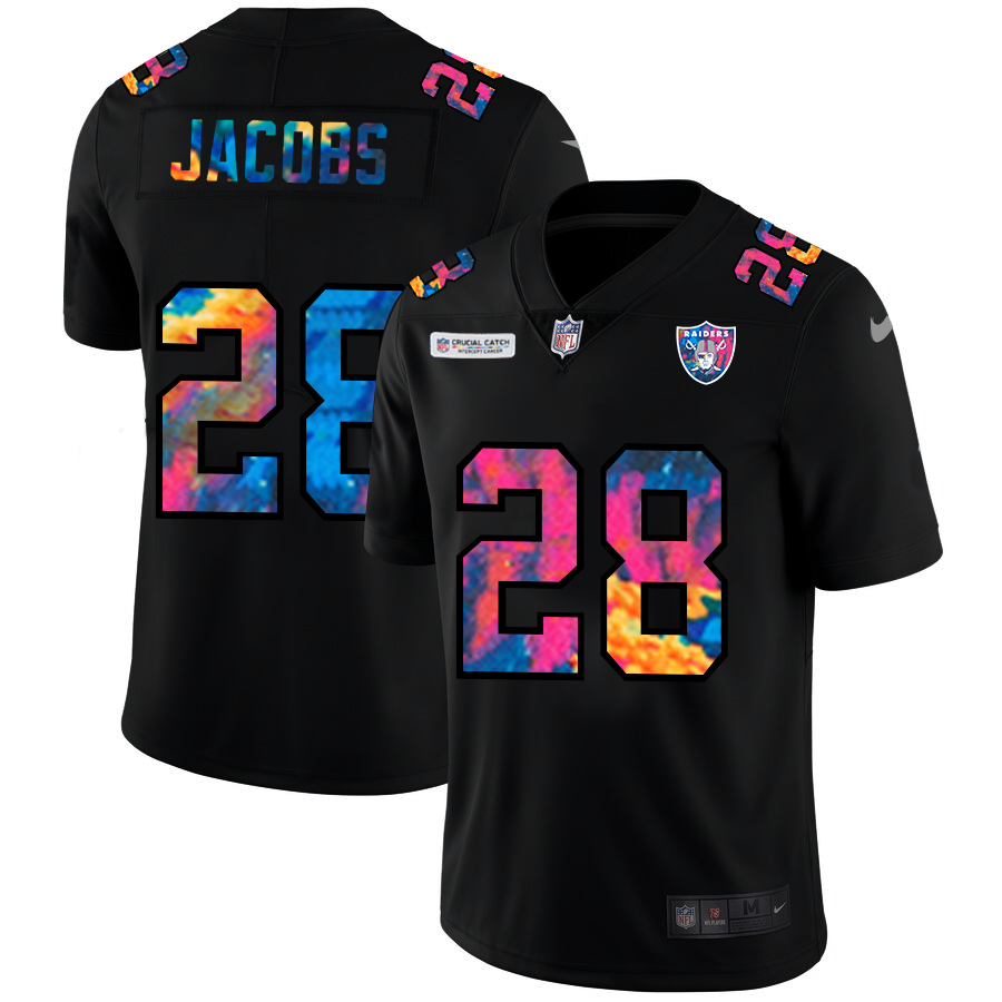 Las Vegas Raiders #28 Josh Jacobs Men's Nike Multi-Color Black 2020 NFL Crucial Catch Vapor Untouchable Limited Jersey