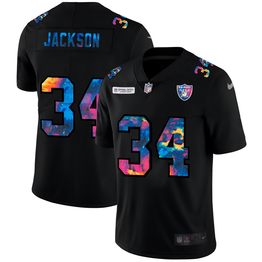 Las Vegas Raiders #34 Bo Jackson Men's Nike Multi-Color Black 2020 NFL Crucial Catch Vapor Untouchable Limited Jersey