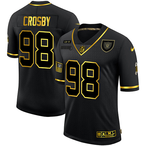 Las Vegas Raiders #98 Maxx Crosby Men's Nike 2020 Salute To Service Golden Limited NFL Jersey Black