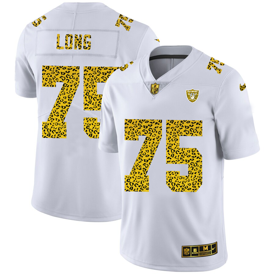 Las Vegas Raiders #75 Howie Long Men's Nike Flocked Leopard Print Vapor Limited NFL Jersey White
