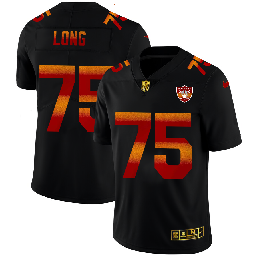 Las Vegas Raiders #75 Howie Long Men's Black Nike Red Orange Stripe Vapor Limited NFL Jersey