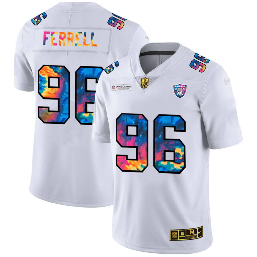 Las Vegas Raiders #96 Clelin Ferrell Men's White Nike Multi-Color 2020 NFL Crucial Catch Limited NFL Jersey