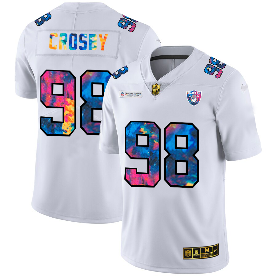 Las Vegas Raiders #98 Maxx Crosby Men's White Nike Multi-Color 2020 NFL Crucial Catch Limited NFL Jersey