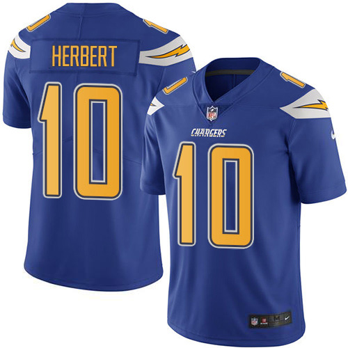 Nike Chargers #10 Justin Herbert Electric Blue Men's Stitched NFL Limited Rush Jersey