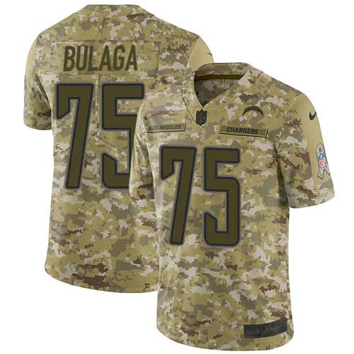 Nike Chargers #75 Bryan Bulaga Camo Men's Stitched NFL Limited 2018 Salute To Service Jersey
