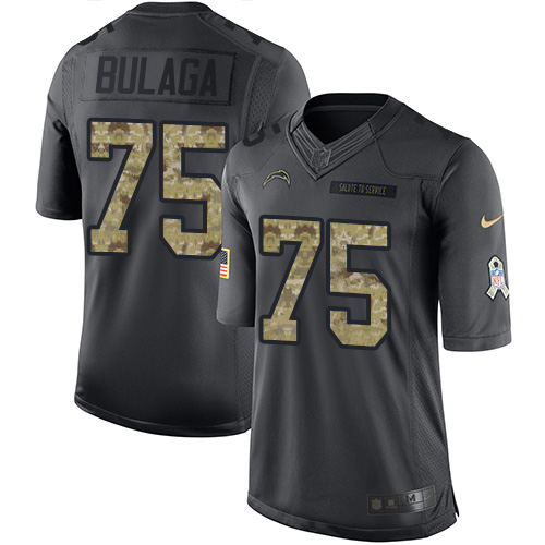 Nike Chargers #75 Bryan Bulaga Black Men's Stitched NFL Limited 2016 Salute to Service Jersey