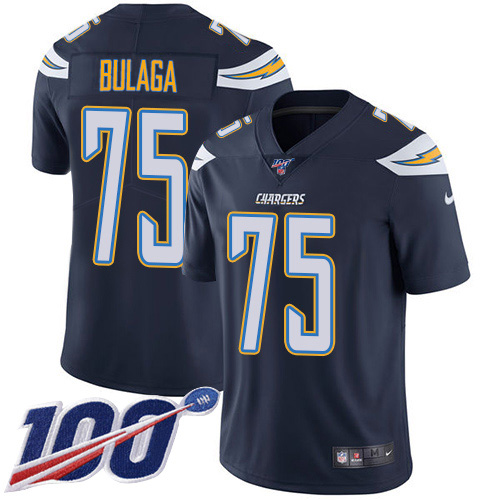 Nike Chargers #75 Bryan Bulaga Navy Blue Team Color Men's Stitched NFL 100th Season Vapor Untouchable Limited Jersey