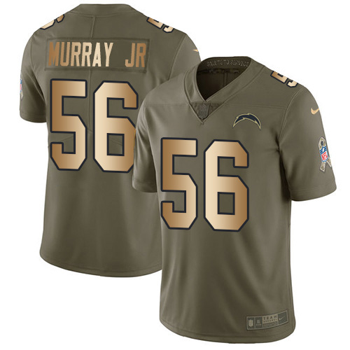 Nike Chargers #56 Kenneth Murray Jr Olive/Gold Men's Stitched NFL Limited 2017 Salute To Service Jersey