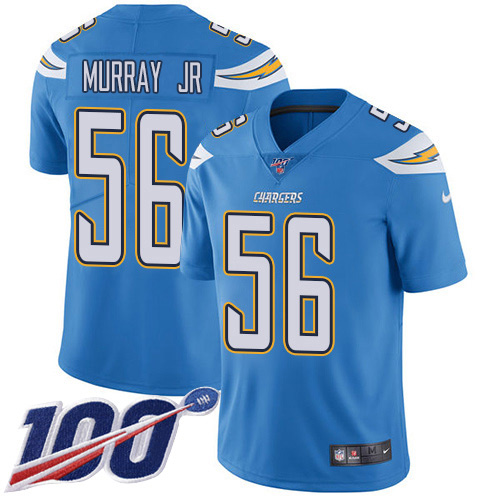 Nike Chargers #56 Kenneth Murray Jr Electric Blue Alternate Men's Stitched NFL 100th Season Vapor Untouchable Limited Jersey