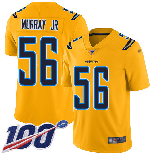 Nike Chargers #56 Kenneth Murray Jr Gold Men's Stitched NFL Limited Inverted Legend 100th Season Jersey