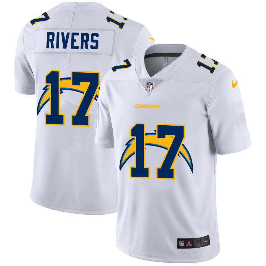 Los Angeles Chargers #17 Philip Rivers White Men's Nike Team Logo Dual Overlap Limited NFL Jersey
