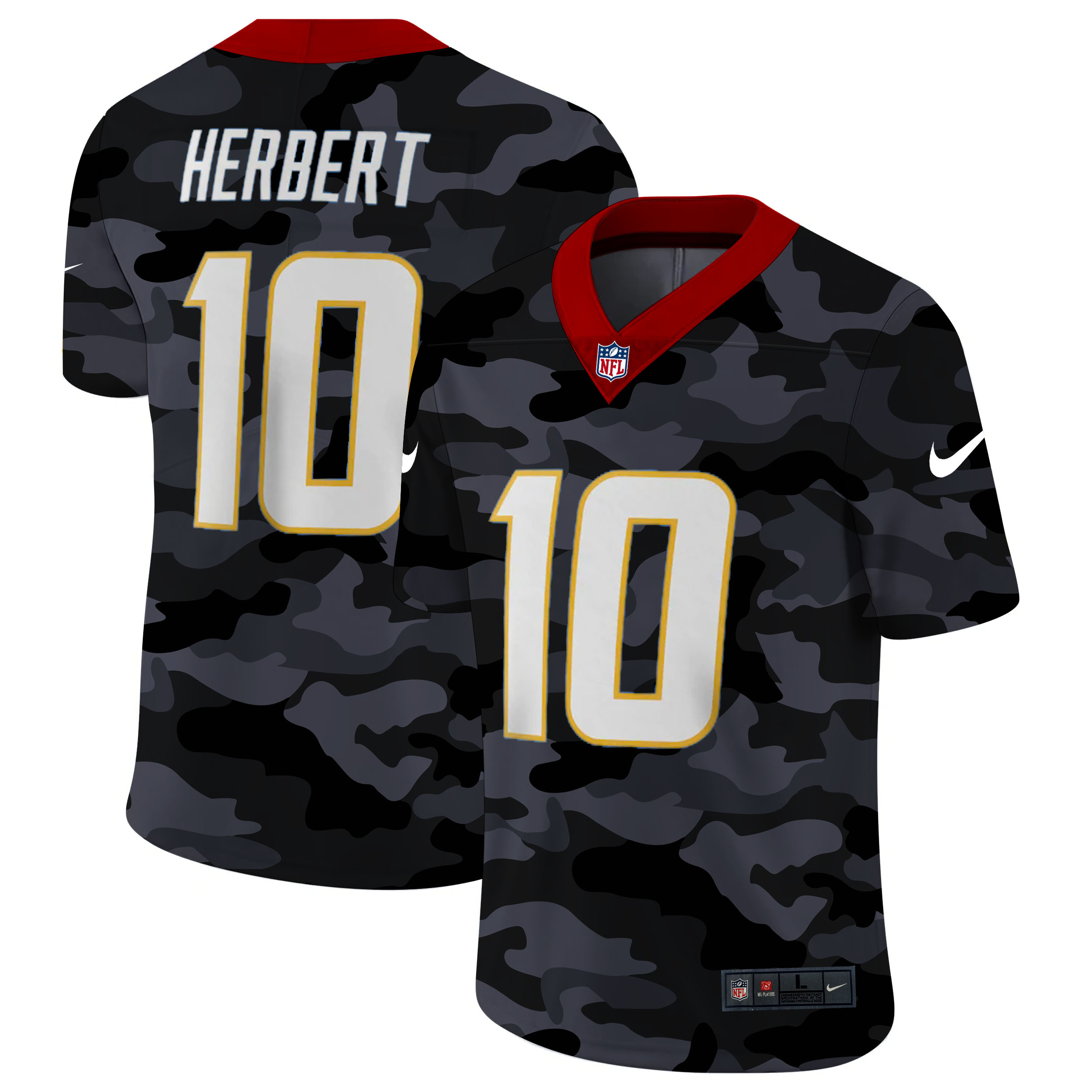 Los Angeles Chargers #10 Justin Herbert Men's Nike 2020 Black CAMO Vapor Untouchable Limited Stitched NFL Jersey