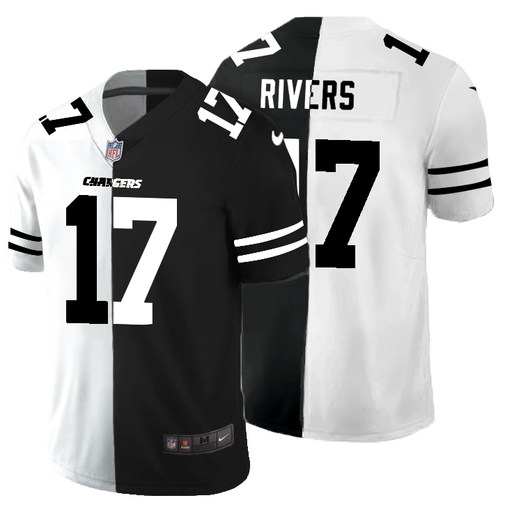 Los Angeles Chargers #17 Philip Rivers Men's Black V White Peace Split Nike Vapor Untouchable Limited NFL Jersey