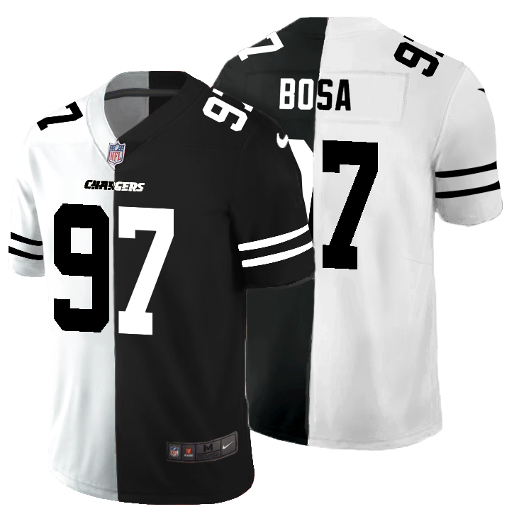 Los Angeles Chargers #97 Joey Bosa Men's Black V White Peace Split Nike Vapor Untouchable Limited NFL Jersey