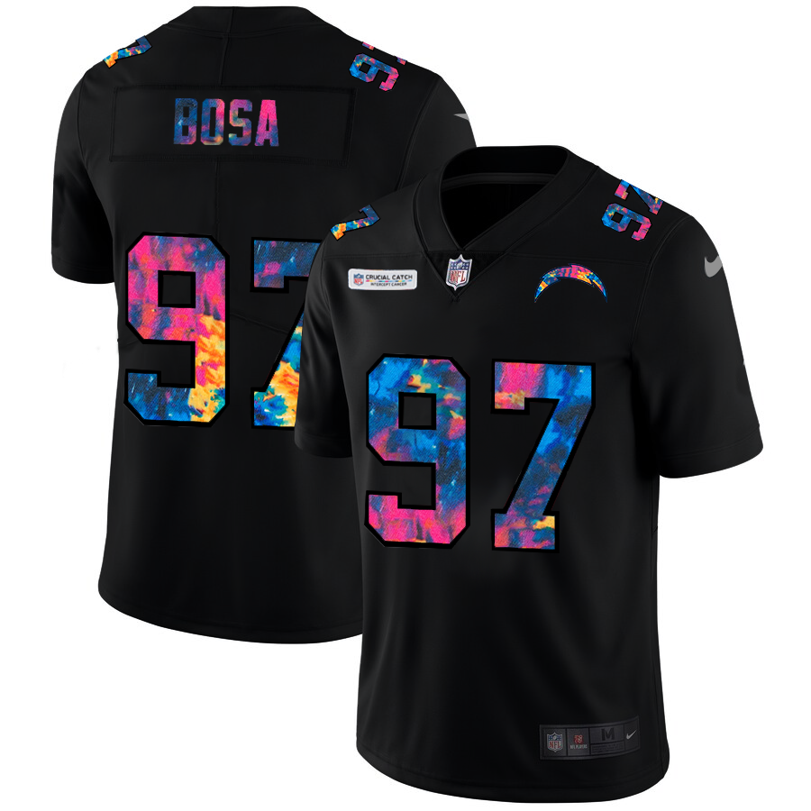 Los Angeles Chargers #97 Joey Bosa Men's Nike Multi-Color Black 2020 NFL Crucial Catch Vapor Untouchable Limited Jersey