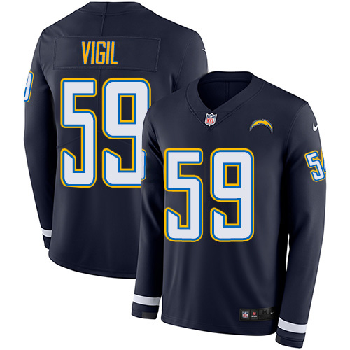 Nike Chargers #59 Nick Vigil Navy Blue Team Color Men's Stitched NFL Limited Therma Long Sleeve Jersey