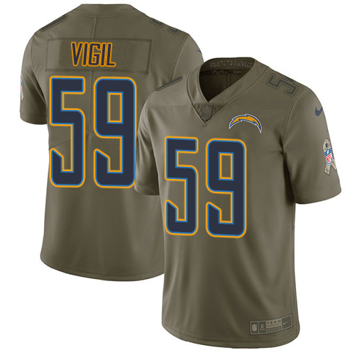 Nike Chargers #59 Nick Vigil Olive Men's Stitched NFL Limited 2017 Salute To Service Jersey