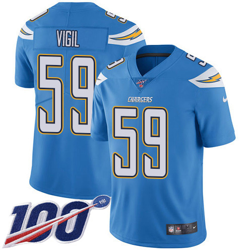Nike Chargers #59 Nick Vigil Electric Blue Alternate Men's Stitched NFL 100th Season Vapor Untouchable Limited Jersey