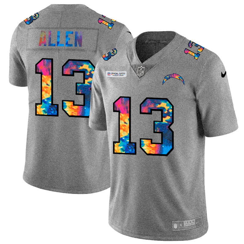 Los Angeles Chargers #13 Keenan Allen Men's Nike Multi-Color 2020 NFL Crucial Catch NFL Jersey Greyheather