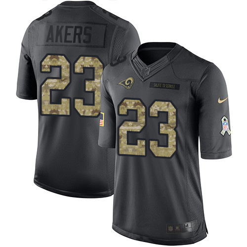 Nike Rams #23 Cam Akers Black Men's Stitched NFL Limited 2016 Salute to Service Jersey
