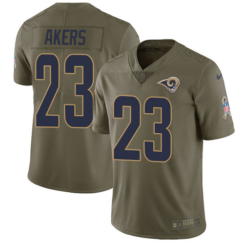 Nike Rams #23 Cam Akers Olive Men's Stitched NFL Limited 2017 Salute To Service Jersey