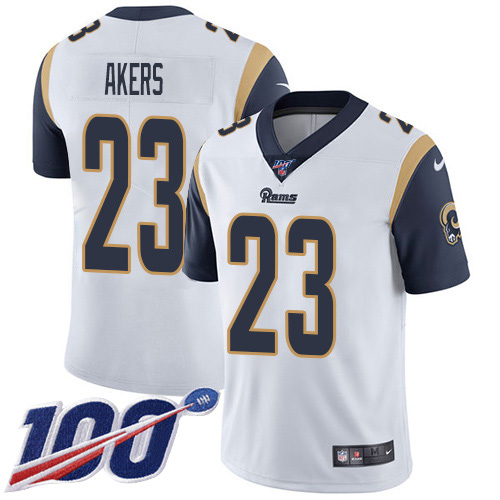 Nike Rams #23 Cam Akers White Men's Stitched NFL 100th Season Vapor Untouchable Limited Jersey