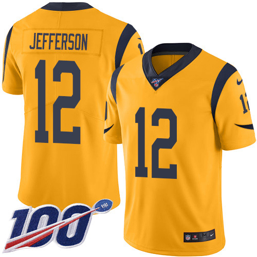 Nike Rams #12 Van Jefferson Gold Men's Stitched NFL Limited Rush 100th Season Jersey