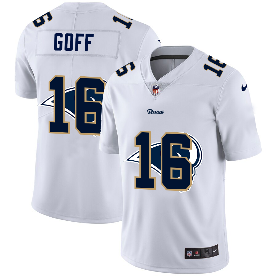 Los Angeles Rams #16 Jared Goff White Men's Nike Team Logo Dual Overlap Limited NFL Jersey