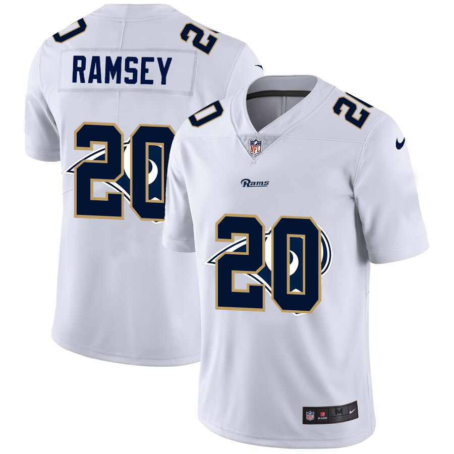 Los Angeles Rams #20 Jalen Ramsey White Men's Nike Team Logo Dual Overlap Limited NFL Jersey
