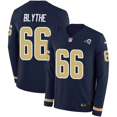 Nike Rams #66 Austin Blythe Navy Blue Team Color Men's Stitched NFL Limited Therma Long Sleeve Jersey